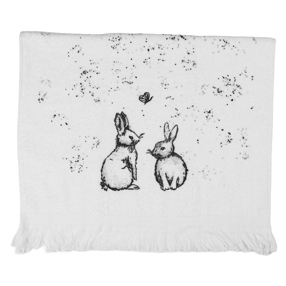 Clayre & Eef   | Gastendoekje Wit Grijs 40x66 cm | CTBNS-2