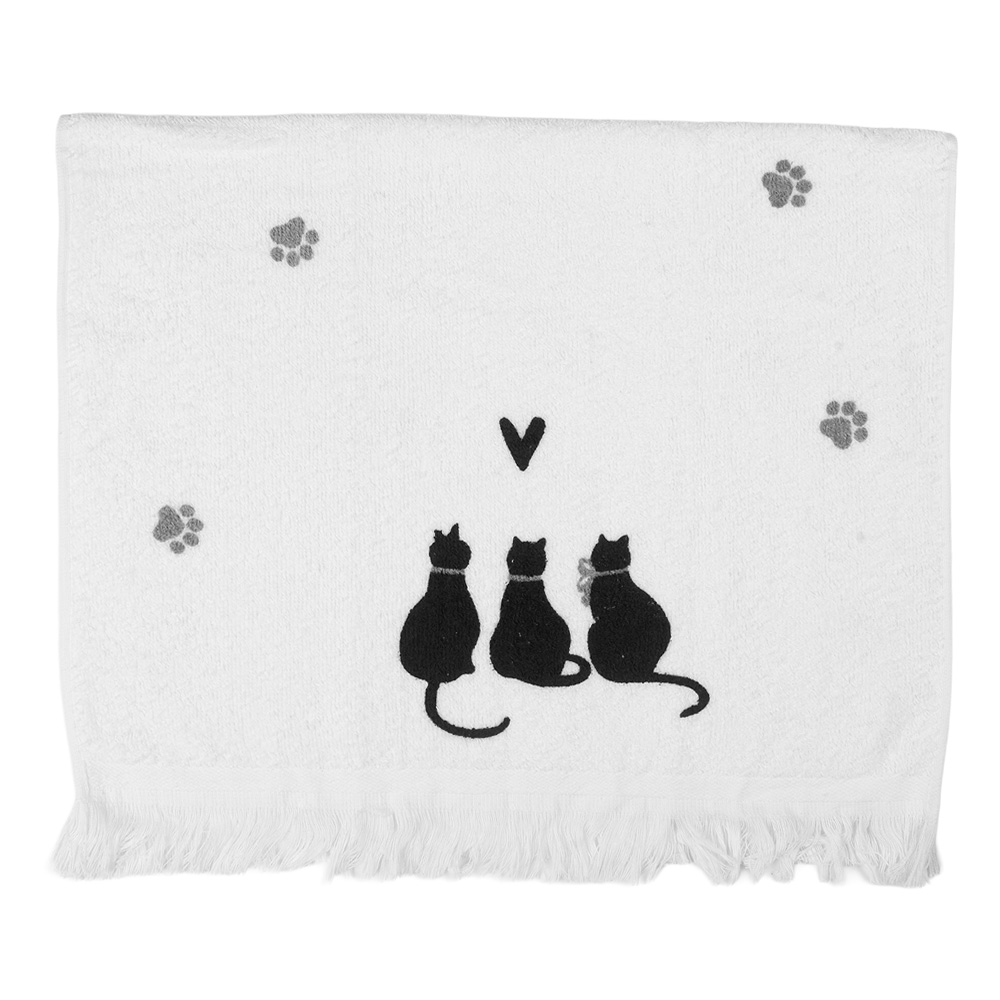Clayre & Eef   | Gastendoekje Wit Zwart 40x66 cm | CTPWS-1