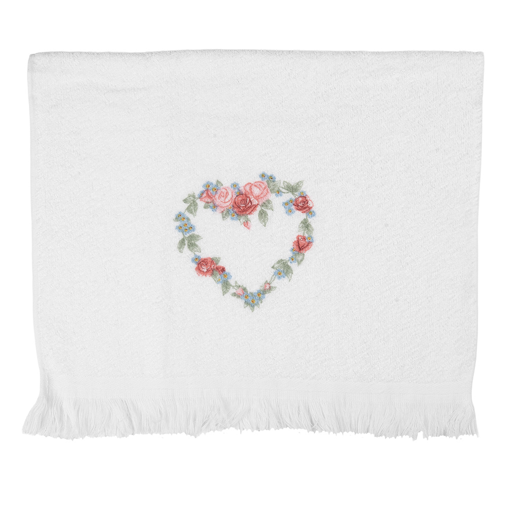 Clayre & Eef   | Gastendoekje Wit Roze 40x66 cm | CTSLF