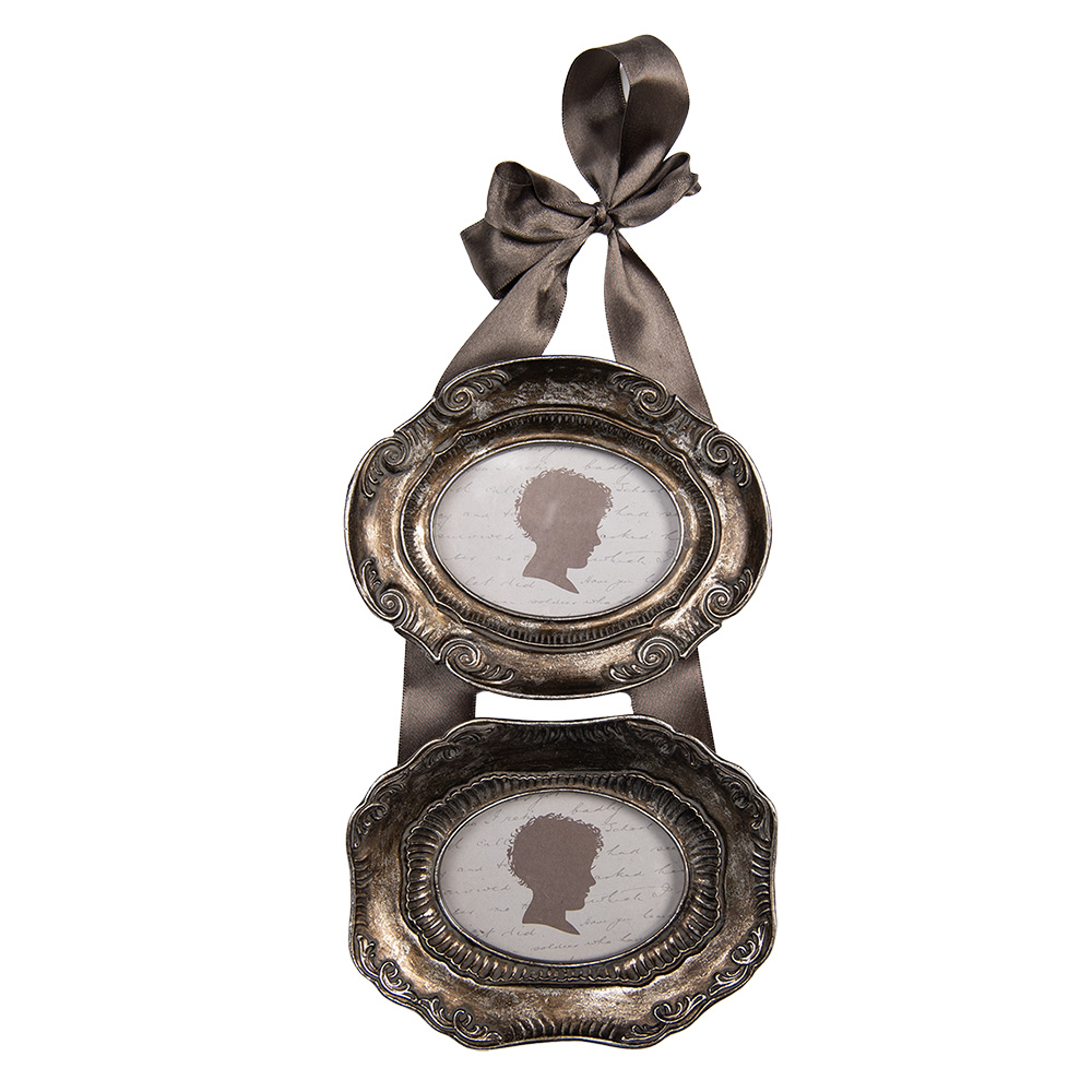 Clayre & Eef   | Fotolijst Zilverkleurig Bruin 14x3x27 cm / 9x7 cm (2) | 2F1331