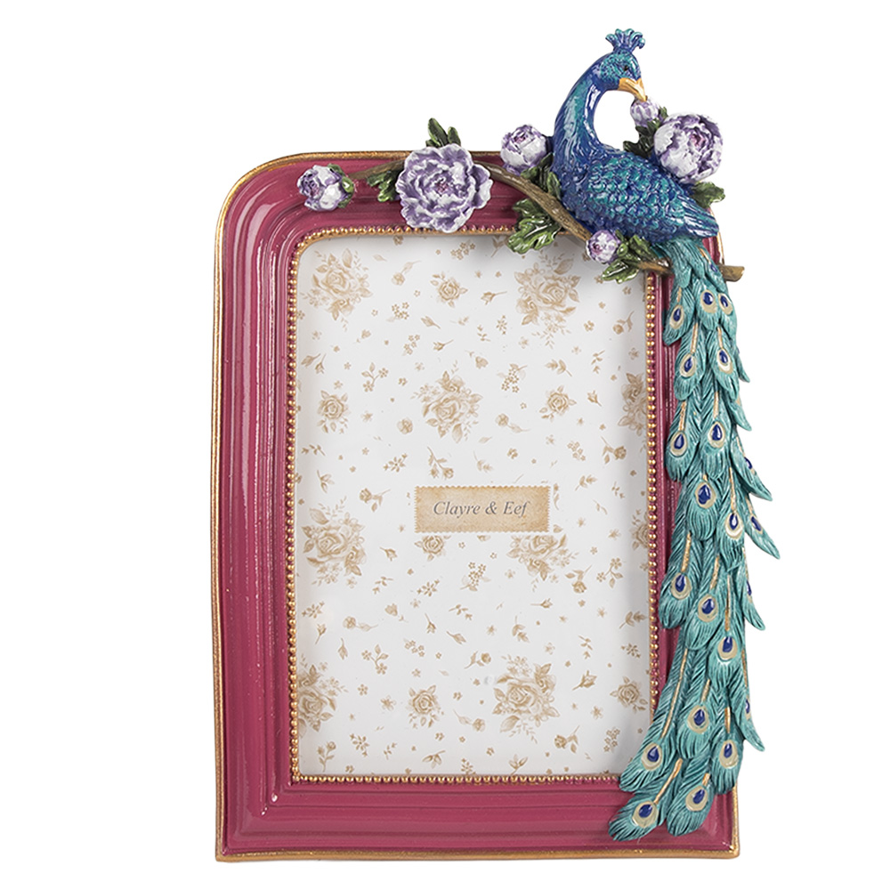 Clayre & Eef   | Fotolijst Roze Groen 15x3x22 cm / 10x15 cm | 2F1353
