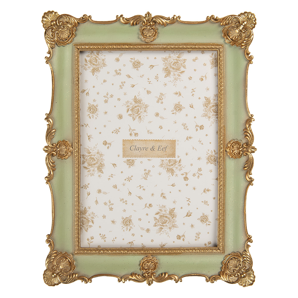 Clayre & Eef   | Fotolijst Groen Goudkleurig 18x2x23 cm / 13x18 cm | 2F1354M