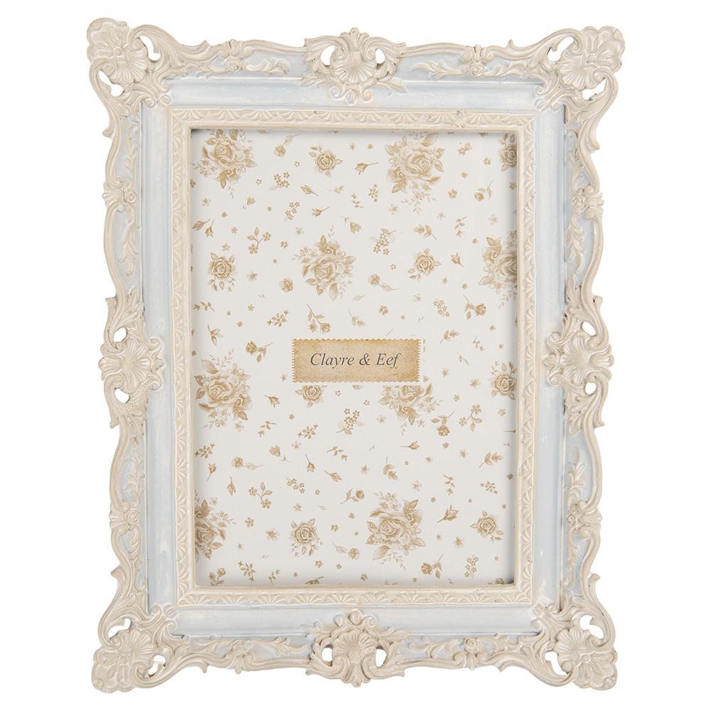 Clayre & Eef   | Fotolijst Blauw Wit 18x3x23 cm / 13x18 cm | 2F1355M