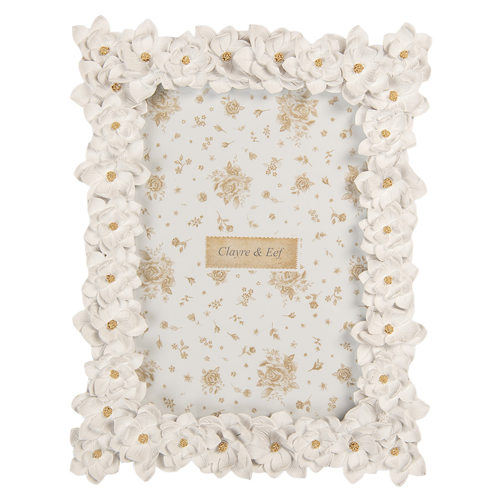 Clayre & Eef   | Fotolijst Wit Goudkleurig 18x2x23 cm / 13x18 cm | 2F1360M