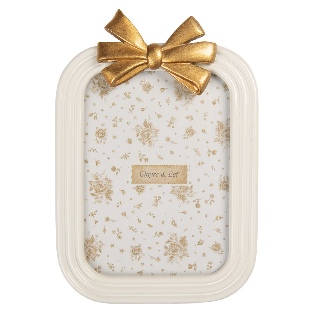 Clayre & Eef   | Fotolijst Wit Goudkleurig 17x2x24 cm / 13x18 cm | 2F1377