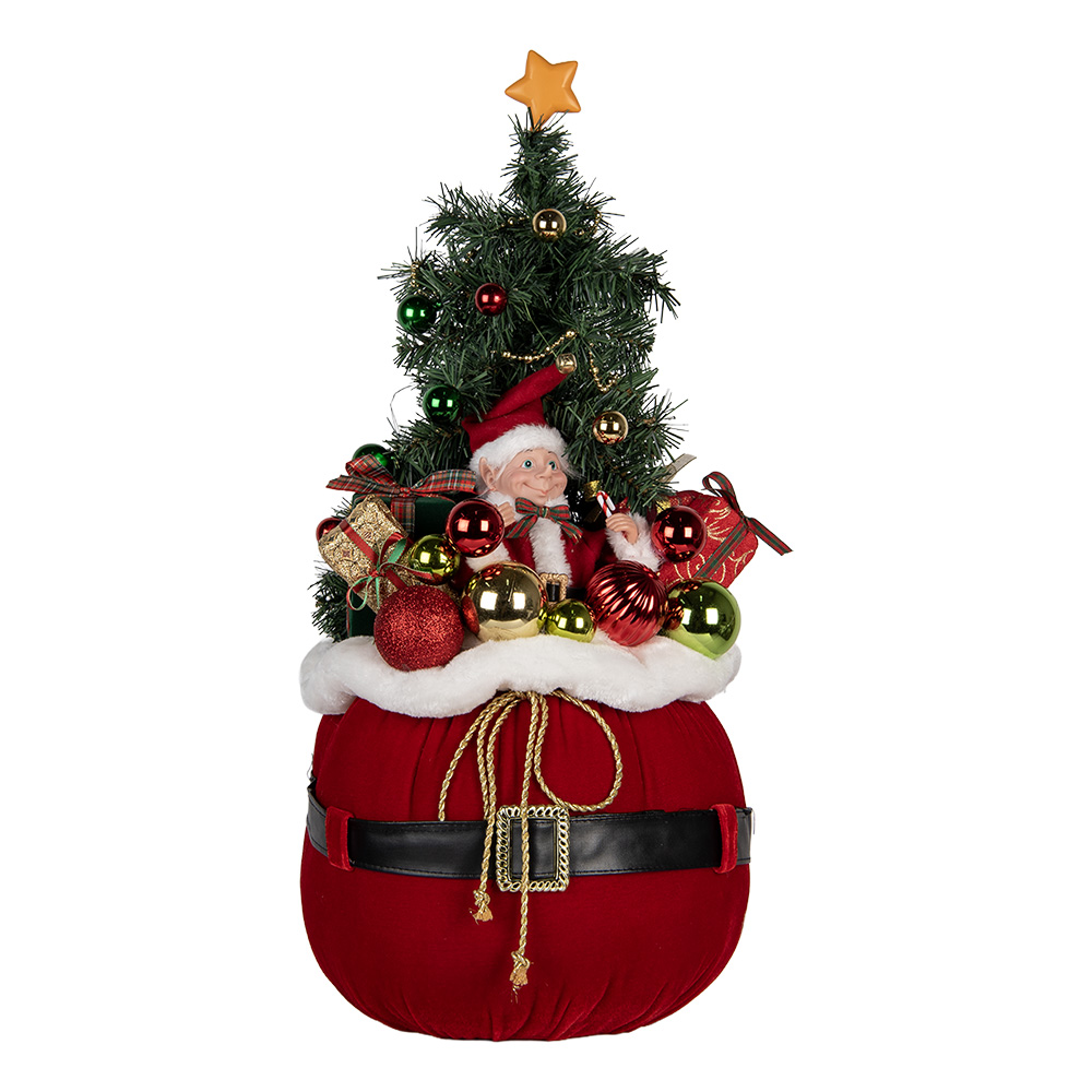 Clayre & Eef   | Decoratie Kertboom met LED Rood ø 30x70 cm / 3xAA | 50829