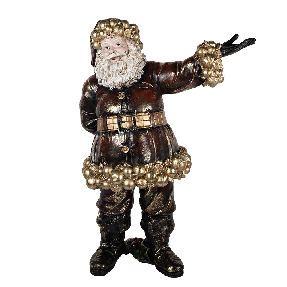 Clayre & Eef   | Kerstdecoratie Kerstman Rood Goudkleurig 58x33x76 cm | 5PR0172