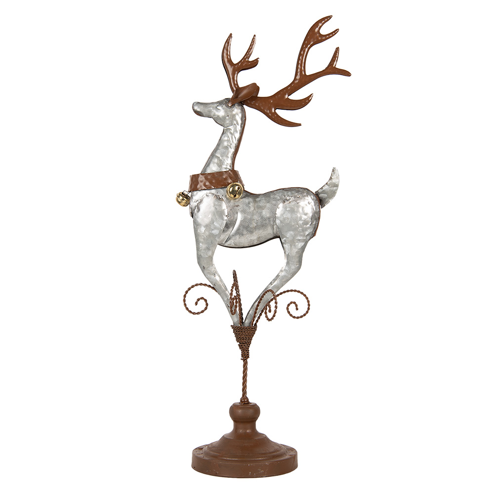 Clayre & Eef   | Kerstdecoratie Rendier Grijs Bruin 24x24x68 cm | 5Y1297