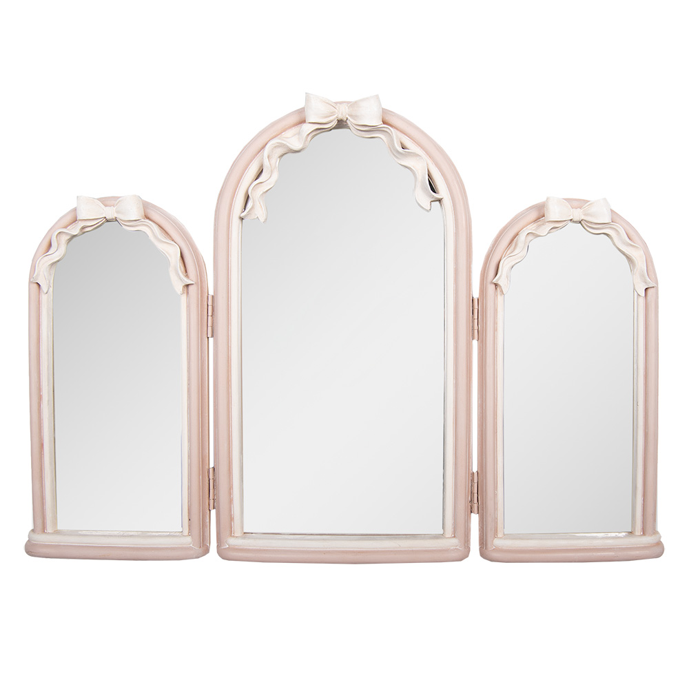 Clayre & Eef   | Wandspiegel Roze Wit 48x4x34 cm | 62S335