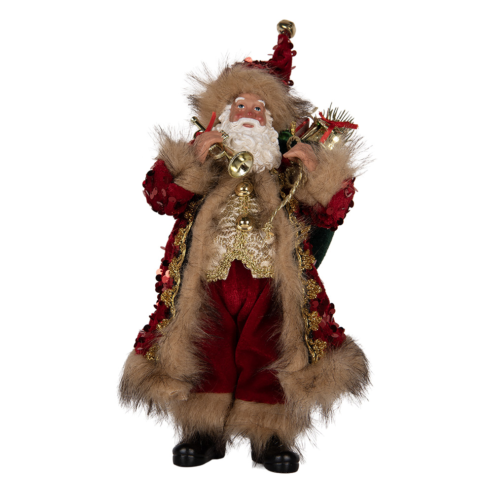 Clayre & Eef   | Kerstdecoratie Kerstman Rood 16x12x31 cm | 66322