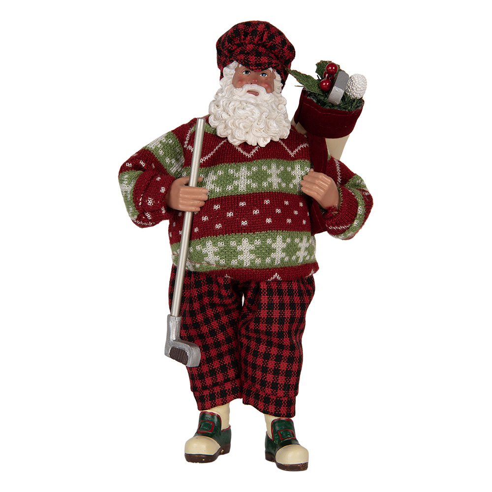Clayre & Eef   | Kerstdecoratie Kerstman Rood 16x11x28 cm | 66323