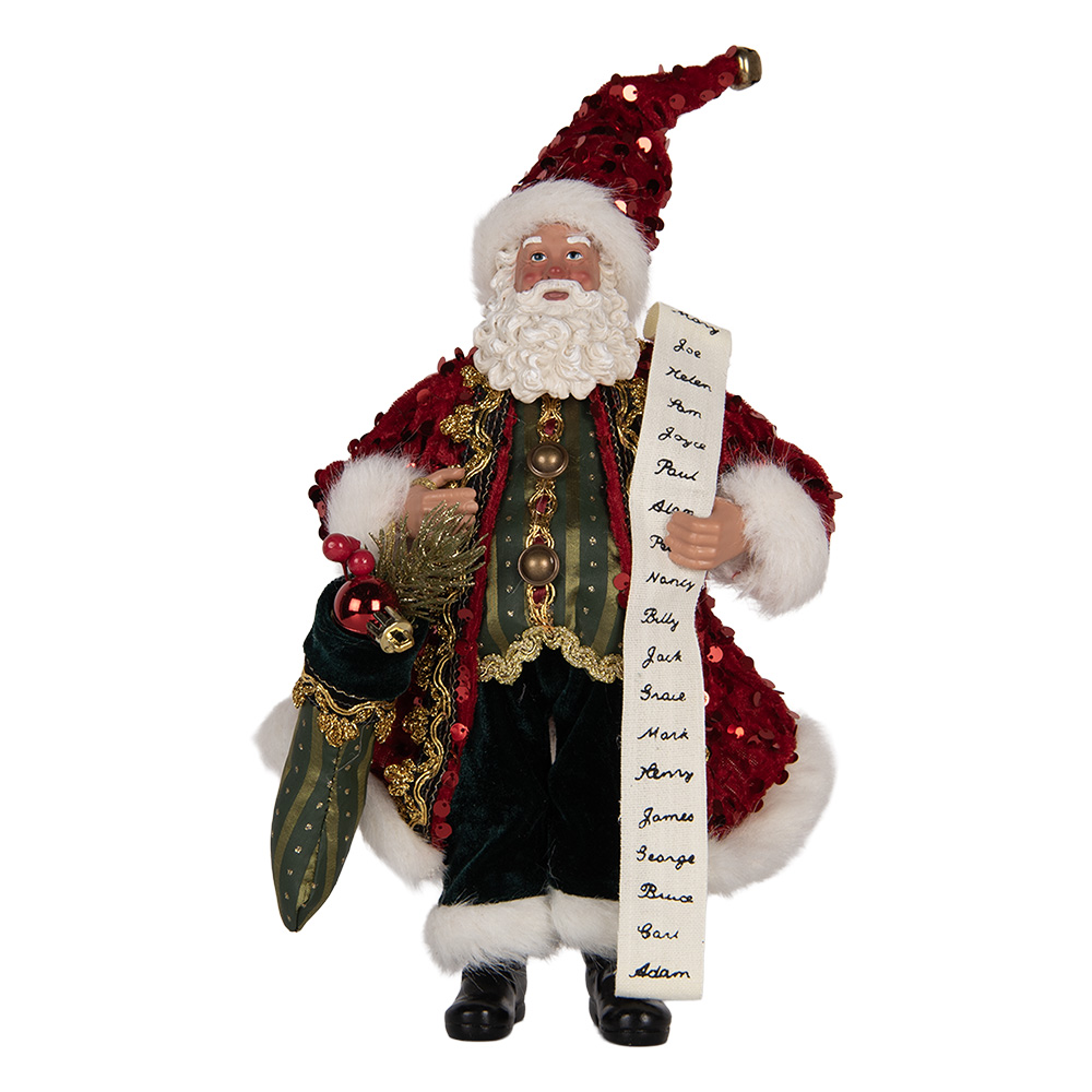Clayre & Eef   | Kerstdecoratie Kerstman Rood 16x8x28 cm | 66324