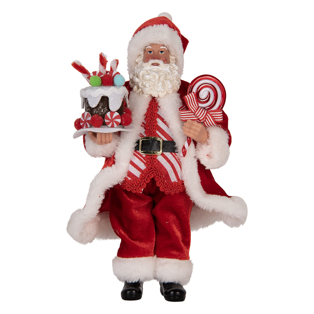 Clayre & Eef   | Kerstdecoratie Kerstman Rood 16x8x28 cm | 66325