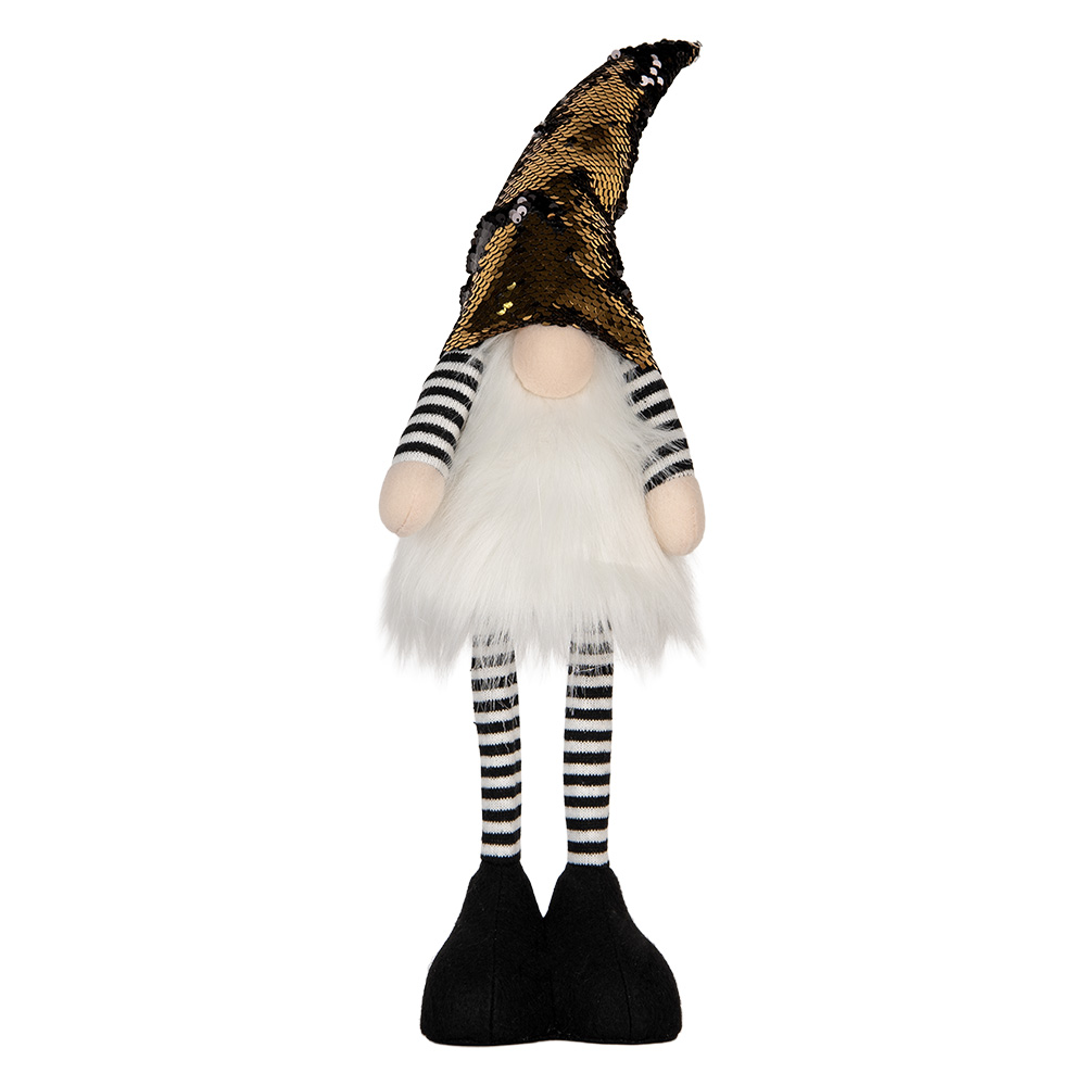 Clayre & Eef   | Decoratie Beeld Kabouter met LED Goudkleurig 8x12x56 cm | 66327