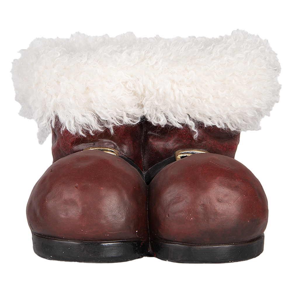 Clayre & Eef   | Bloempot Binnen Laarzen kerstman Rood Wit 26x26x20 cm | 6MG0144