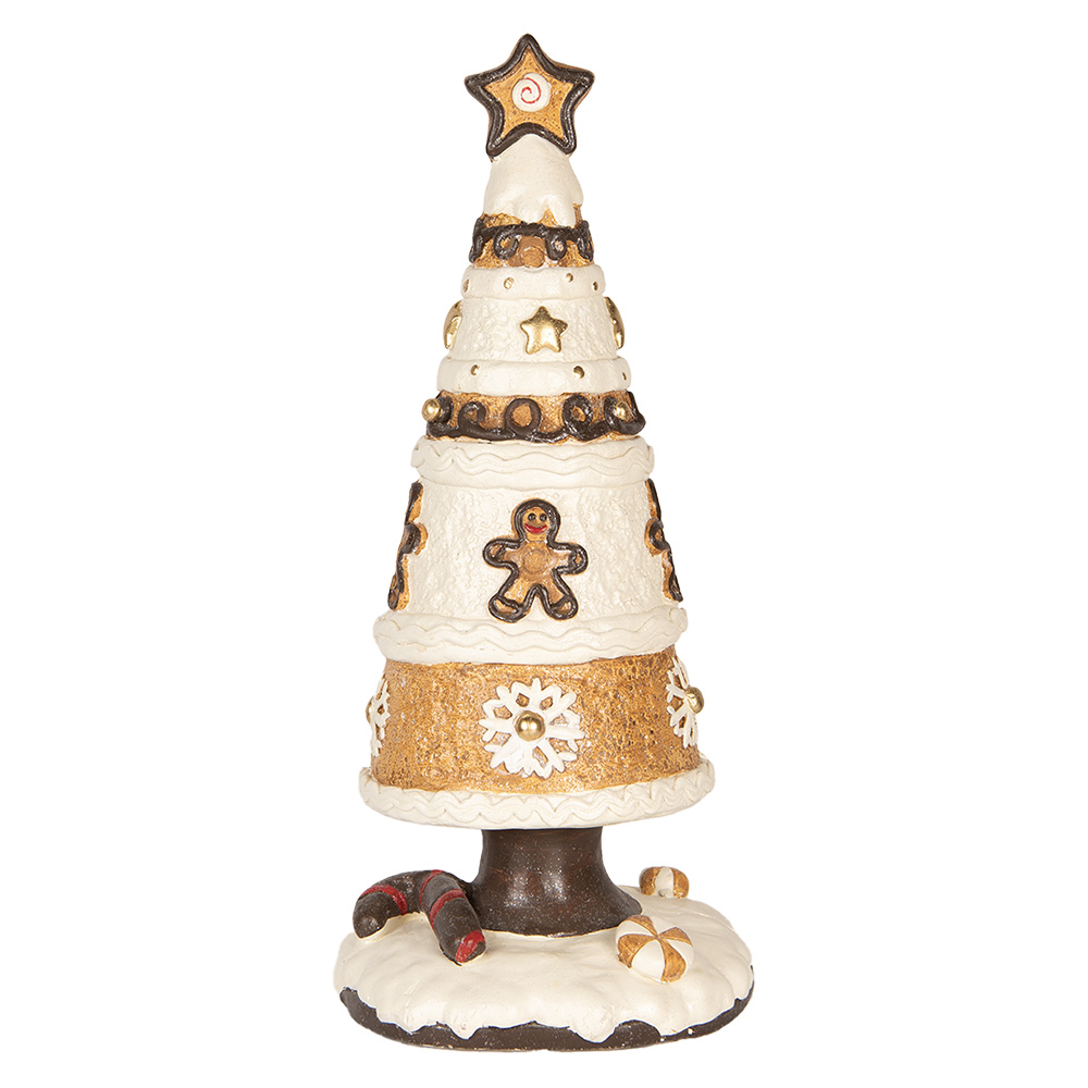 Clayre & Eef   | Kerstdecoratie Kerstboom Bruin Wit ø 24x51 cm | 6MG0145