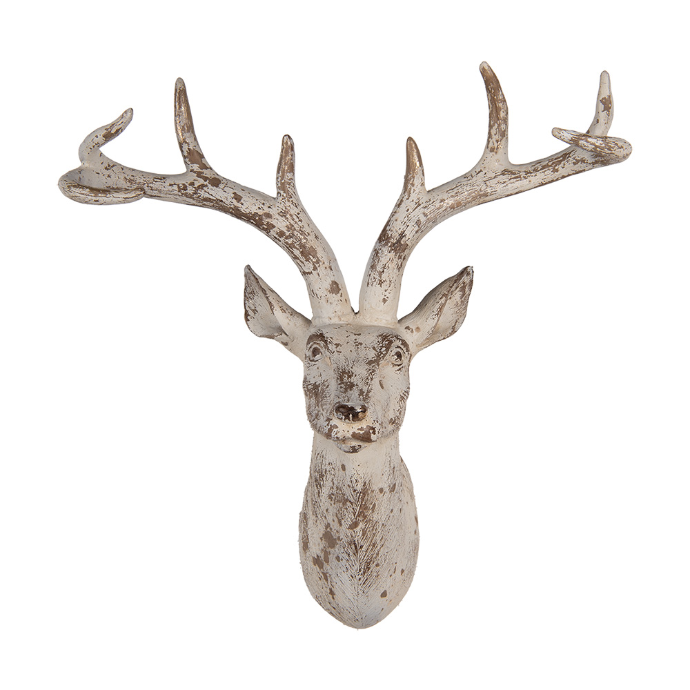 Clayre & Eef   | Wanddecoratie Hert Beige 33x16x37 cm | 6PR5522