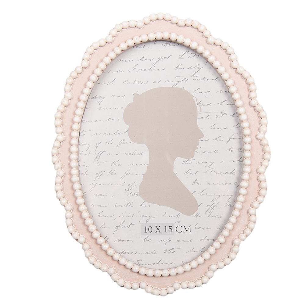 Clayre & Eef   | Fotolijst Roze Wit 13x2x18 cm / 10x15 cm | 2F1302