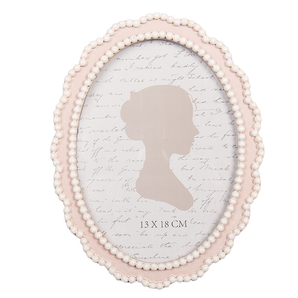 Clayre & Eef   | Fotolijst Roze Wit 16x2x20 cm / 13x18 cm | 2F1303