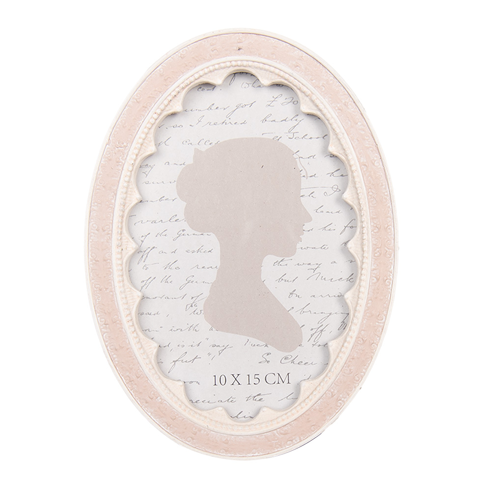 Clayre & Eef   | Fotolijst Roze Wit 13x2x18 cm / 10x15 cm | 2F1307