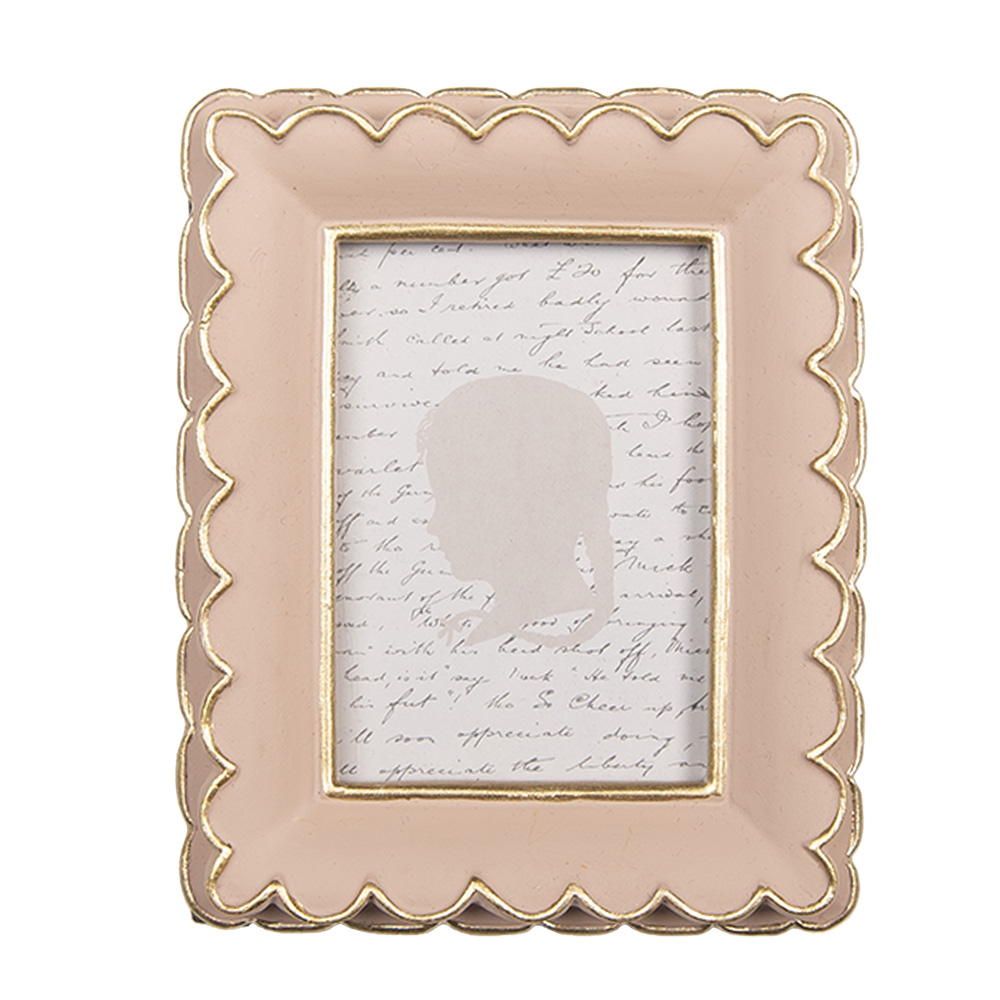 Clayre & Eef   | Fotolijst Roze Goudkleurig 10x2x13 cm / 6x9 cm | 2F1311