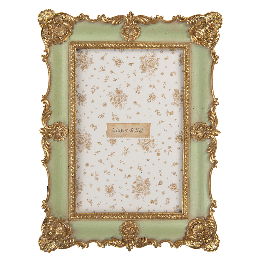 Clayre & Eef   | Fotolijst Groen Goudkleurig 15x2x21 cm / 10x15 cm | 2F1354S
