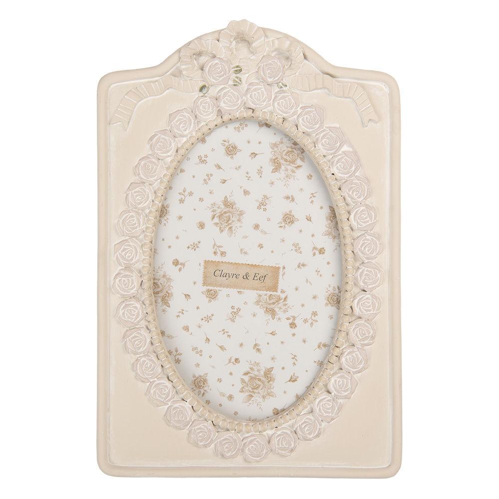 Clayre & Eef   | Fotolijst Beige Roze 14x2x21 cm / 10x15 cm | 2F1357