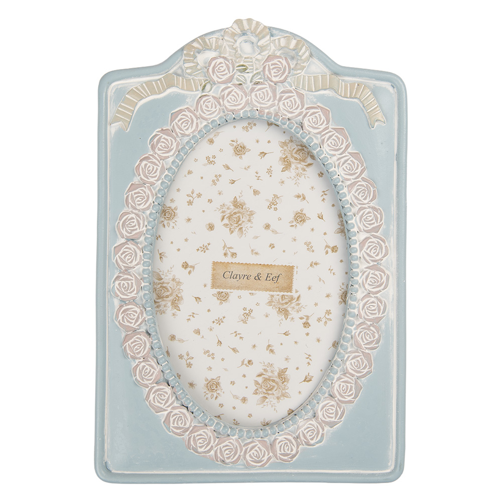 Clayre & Eef   | Fotolijst Blauw Beige 14x2x21 cm / 10x15 cm | 2F1358