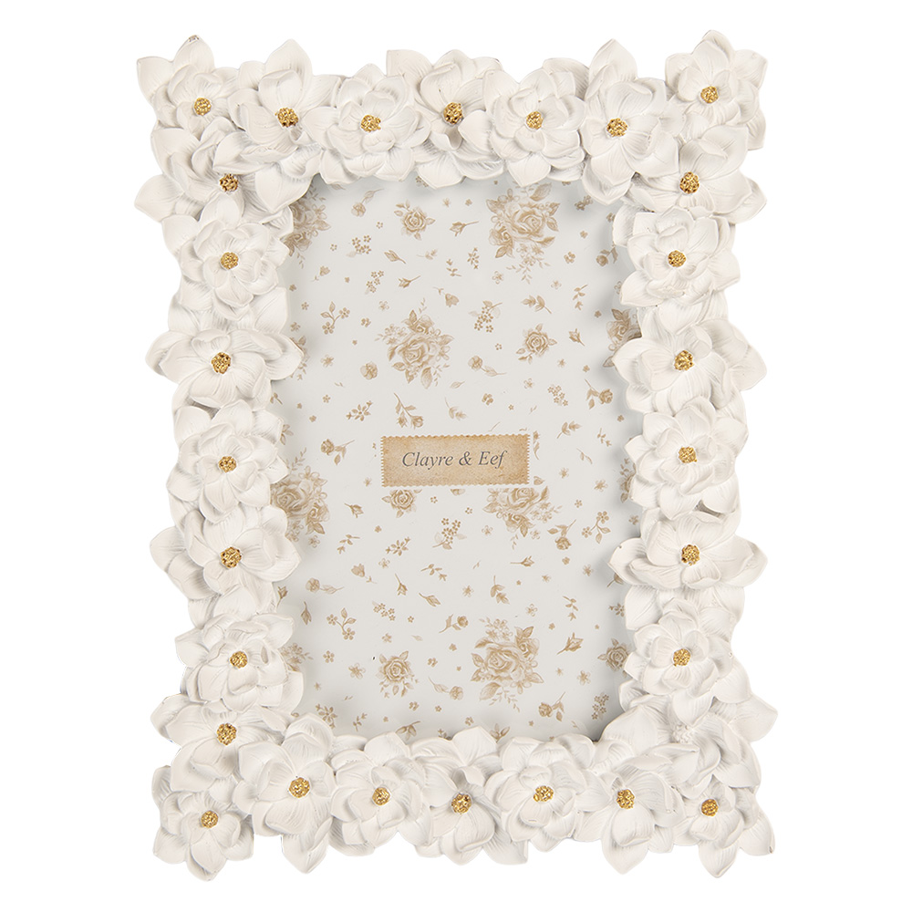 Clayre & Eef   | Fotolijst Wit Goudkleurig 15x2x21 cm / 10x15 cm | 2F1360S