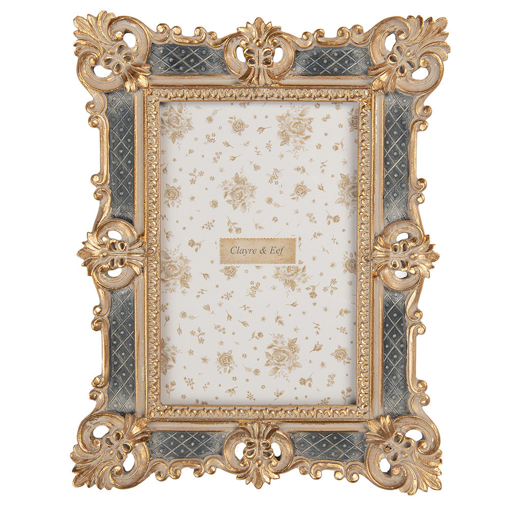 Clayre & Eef   | Fotolijst Goudkleurig Grijs 17x2x22 cm / 10x15 cm | 2F1373