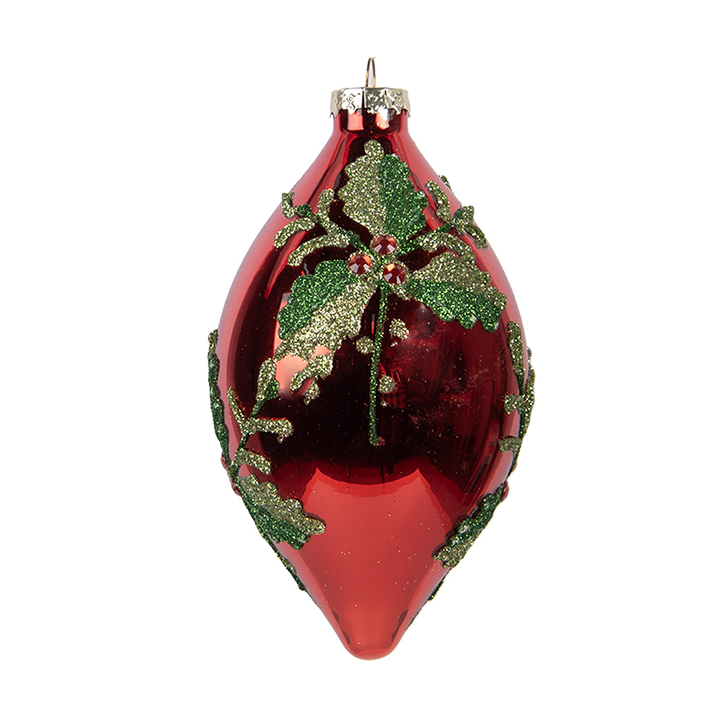 Clayre & Eef   | Kerstbal Rood Groen ø 8x15 cm | 6GL5108
