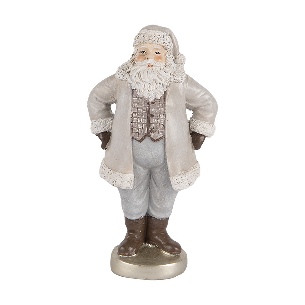 Clayre & Eef   | Kerstdecoratie Kerstman Grijs 8x6x15 cm | 6PR5520