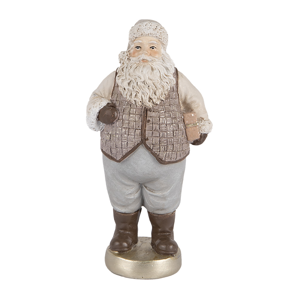 Clayre & Eef   | Kerstdecoratie Kerstman Beige Grijs 8x6x15 cm | 6PR5521