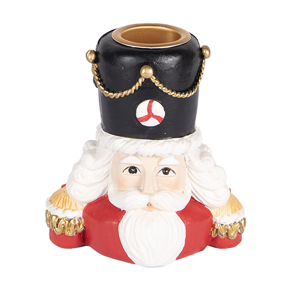 Clayre & Eef   | Kandelaar Notenkraker Rood Wit 8x6x9 cm | 6PR5540
