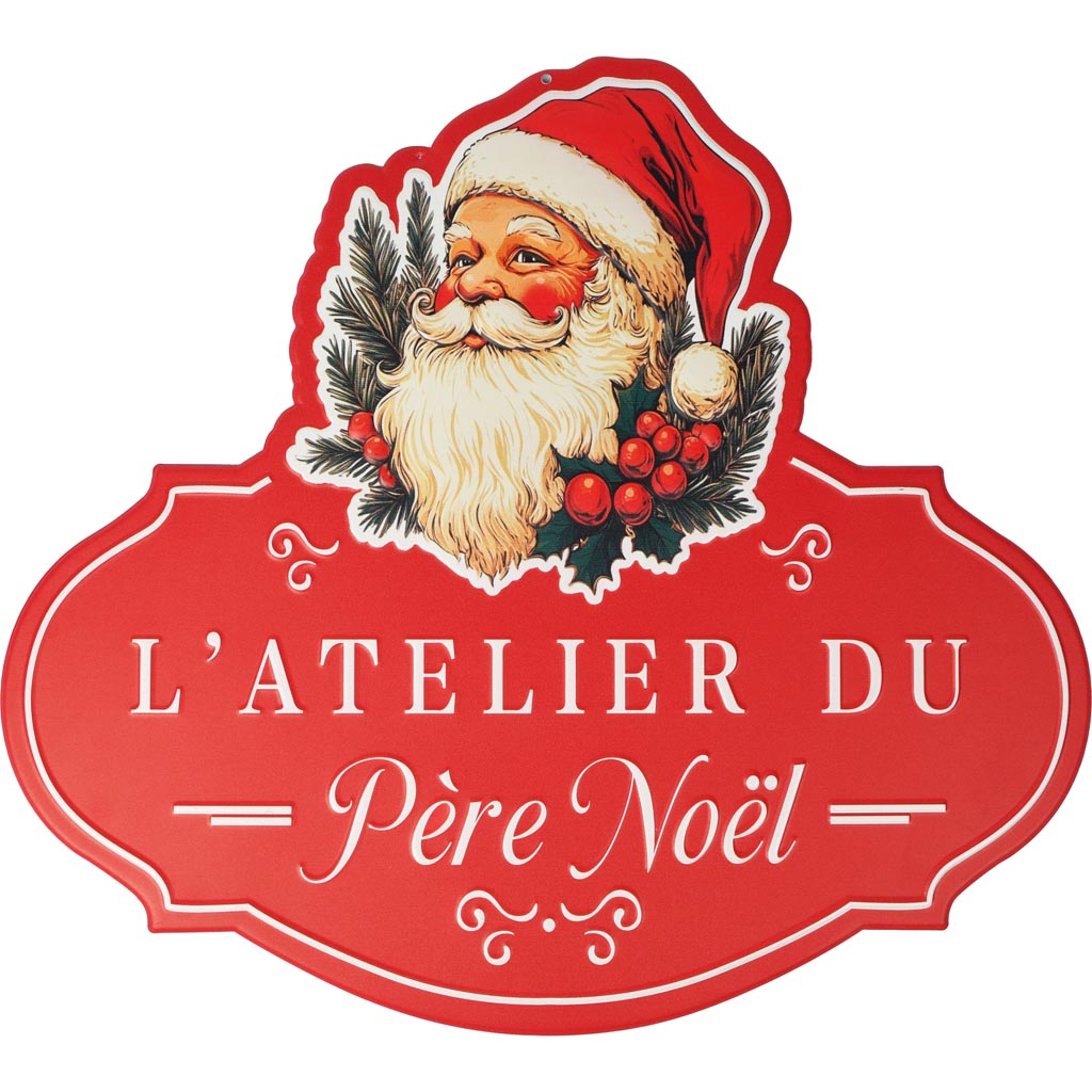 Dekoratief | Wanddeco 'Atelier Du P?re No?l', rood, metaal, 50x45cm | A255784