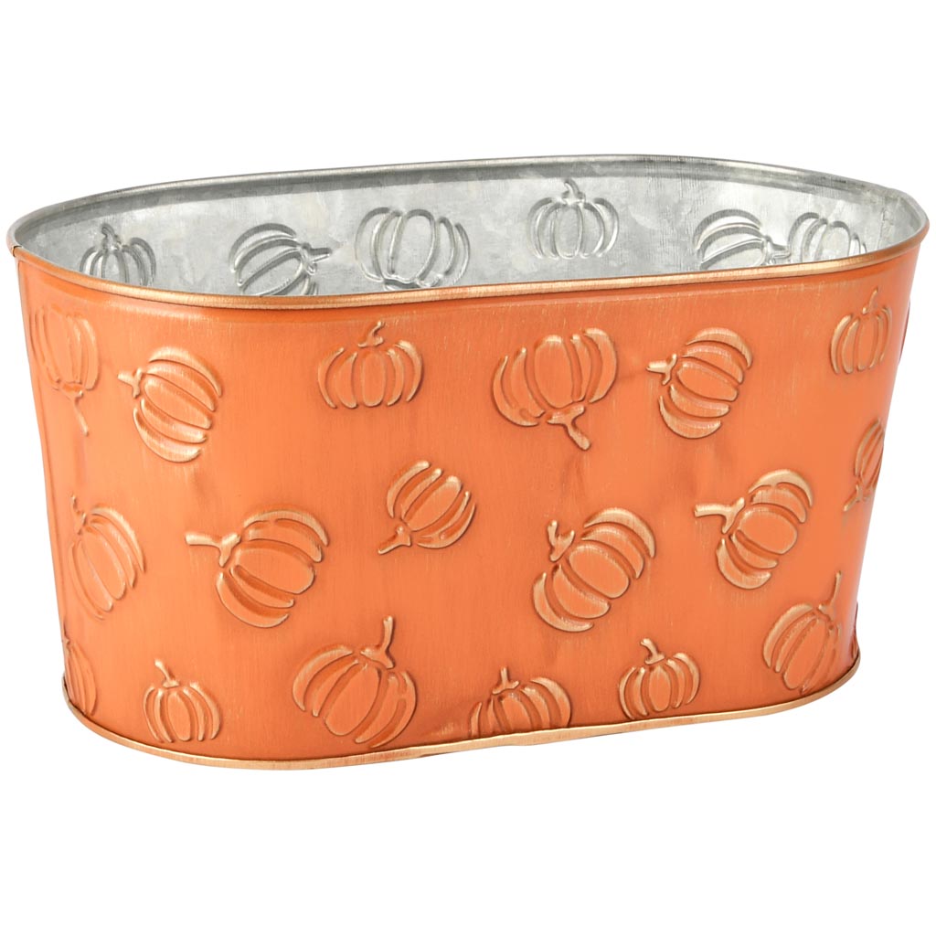 Dekoratief | Bakje ovaal 'Pumpkin Patch', oranje, metaal, 23x14x12cm | A255900
