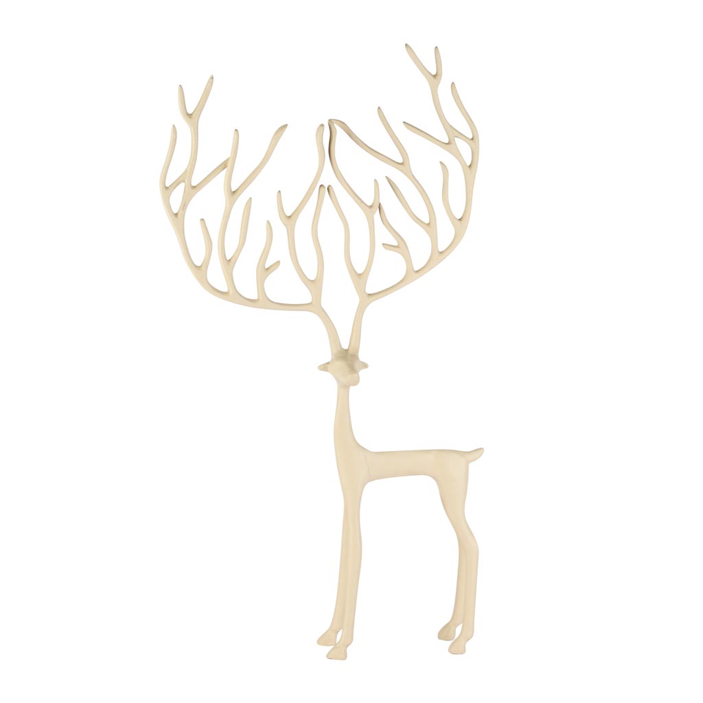 Dekoratief | Deco rendier staand, cr?me, aluminium, 18x6x33cm | A258130