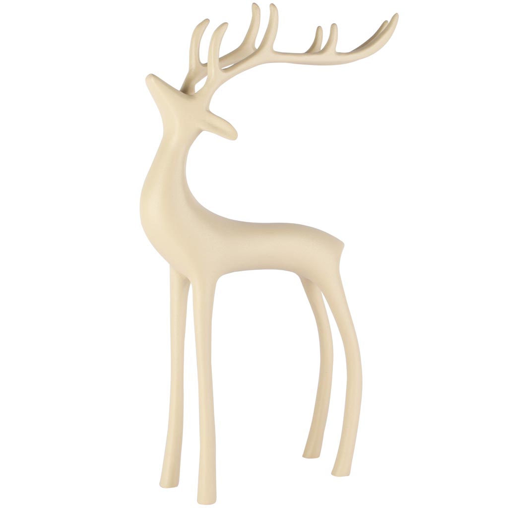 Dekoratief | Deco hert staand, cr?me, aluminium, 25x7x36cm | A258144