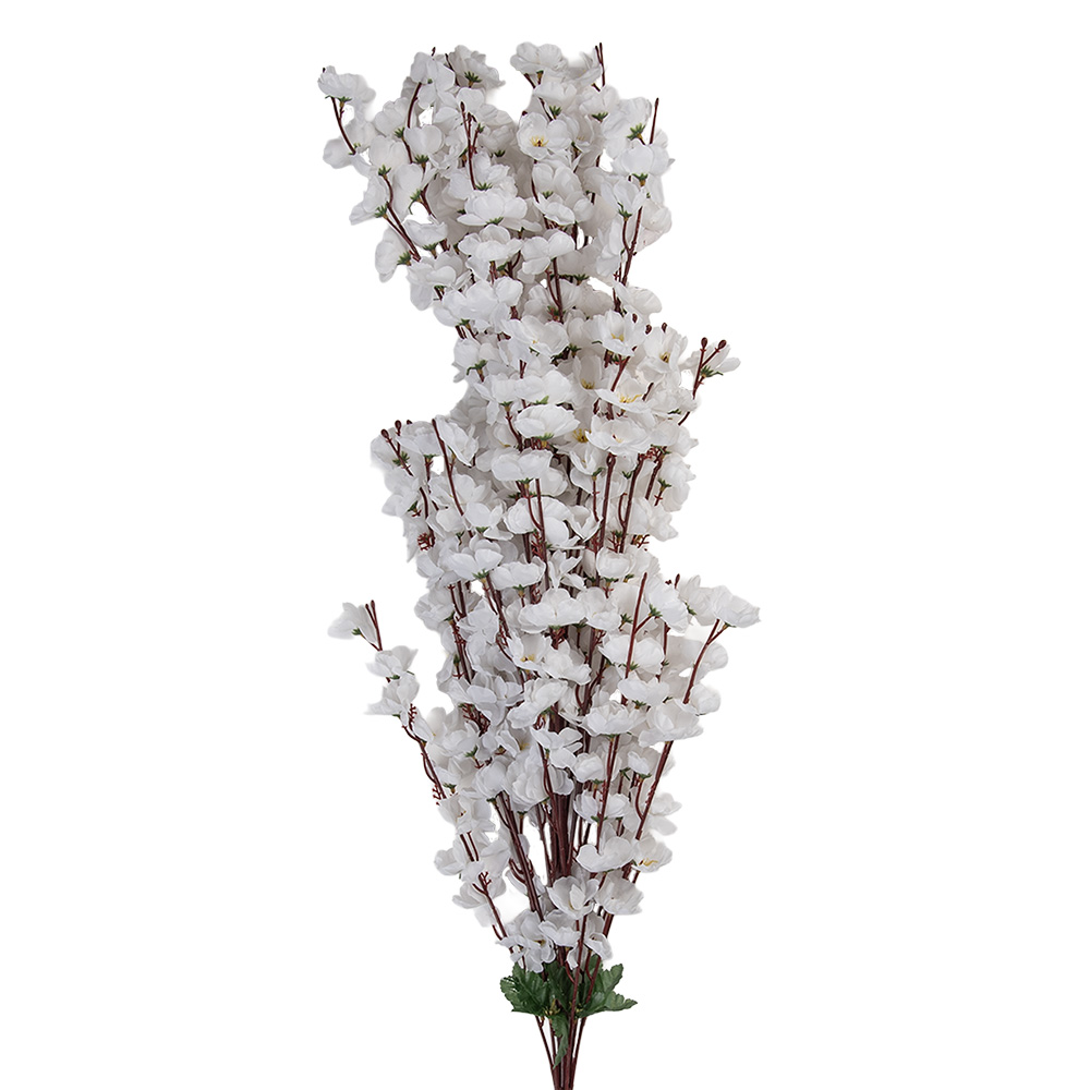 Clayre & Eef   | Decoratie tak met bloemen Wit Groen 15x10x100 cm | 5PL0168W