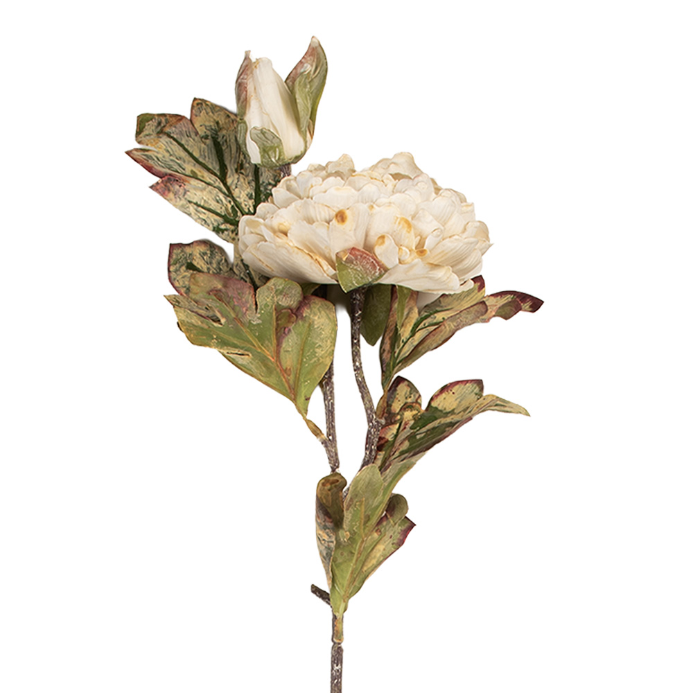 Clayre & Eef   | Kunstbloem Wit Groen 12x10x77 cm | 5PL0194W