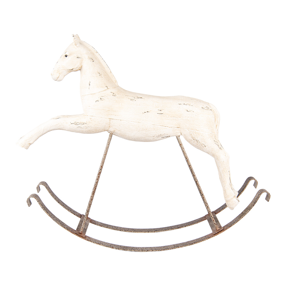 Clayre & Eef   | Decoratie Hobbelpaard Wit 61x15x51 cm | 5PR0176