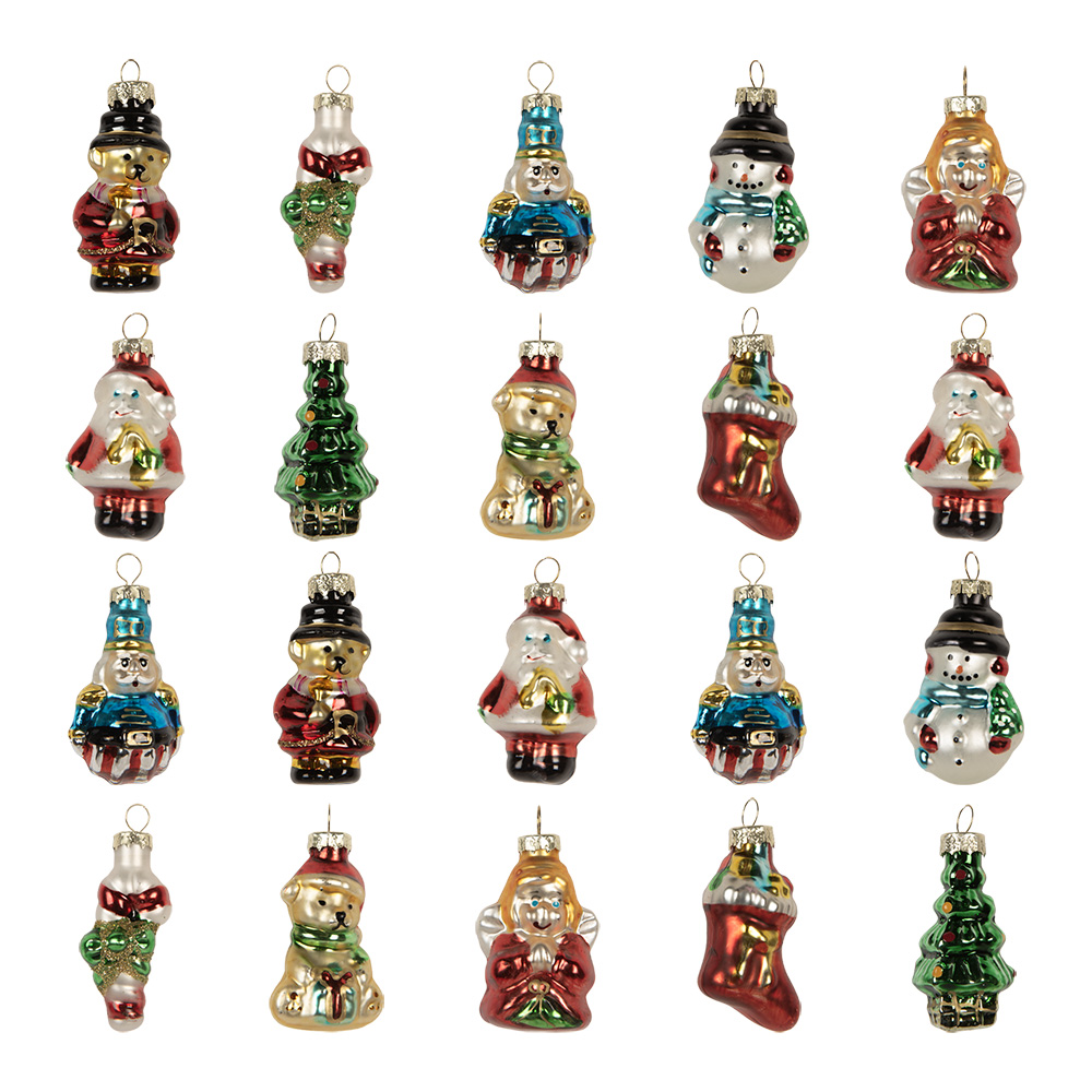 Clayre & Eef   | Kersthangers (set 20) Meerkleurig 28x20x4 cm | 6GL5262