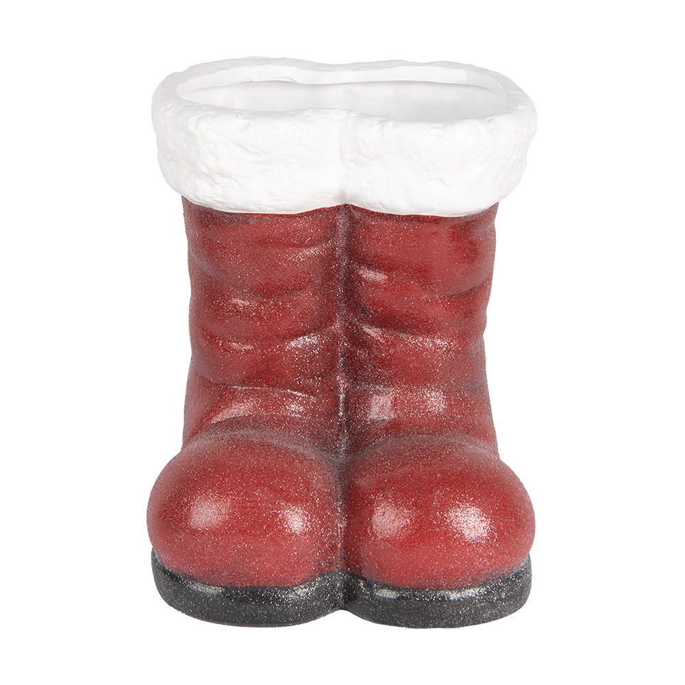 Clayre & Eef   | Decoratie Laarzen Kerstman Rood Wit 22x22x23 cm | 6PR5525