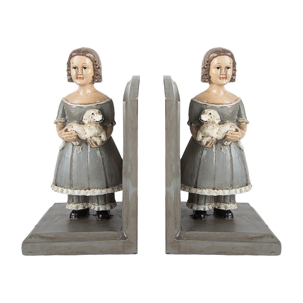 Clayre & Eef   | Boekensteunen set van 2 Grijs 23x11x20 cm | 6PR5552