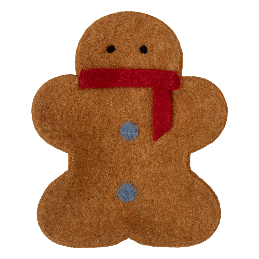 Clayre & Eef   | Vilten Schaal Peperkoekpop Bruin Rood 19x16x4 cm | 66290