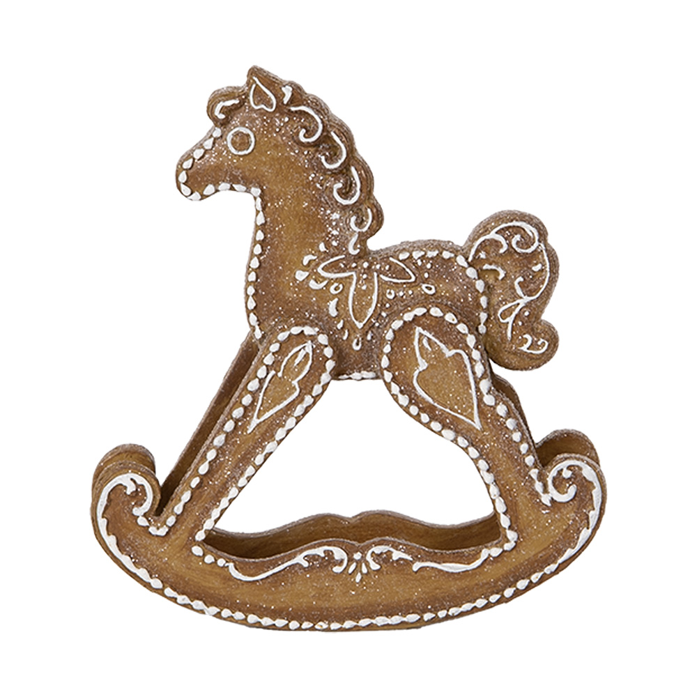 Clayre & Eef   | Decoratie Hobbelpaard Bruin Wit 14x4x15 cm | 6PR5621