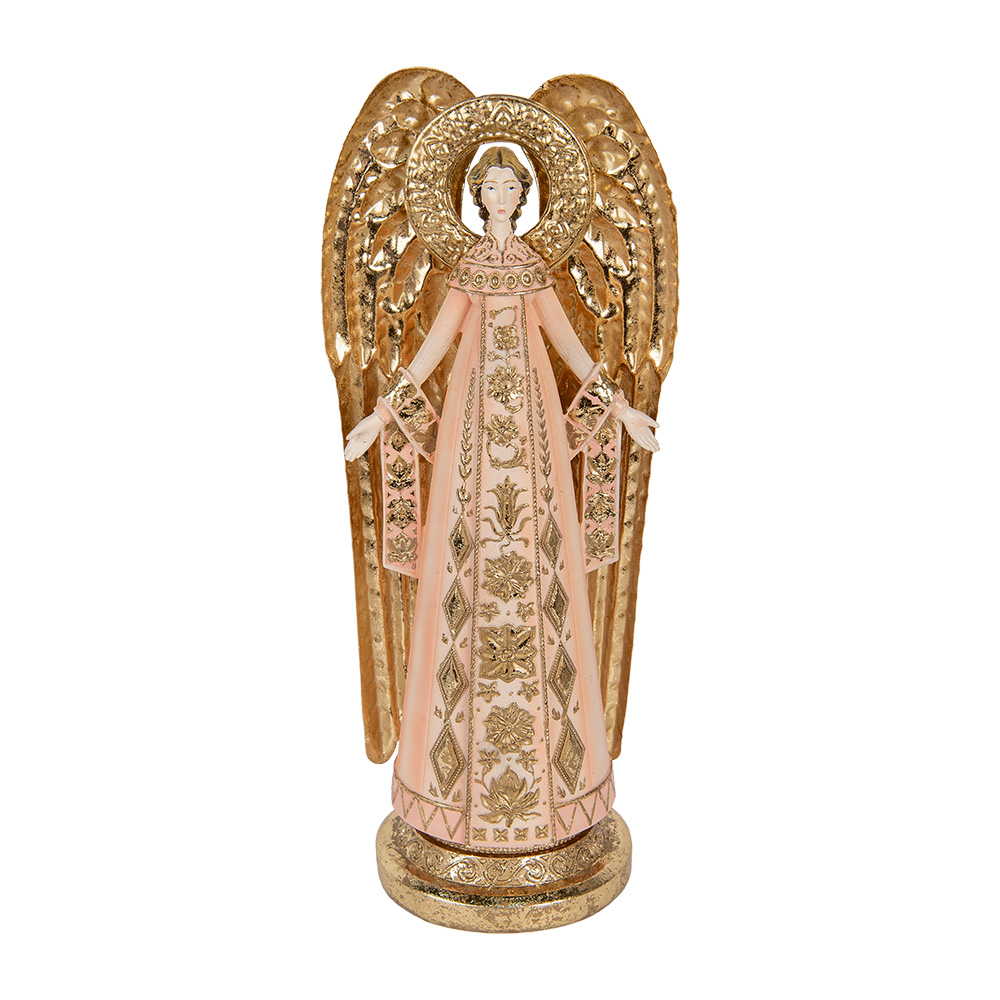 Clayre & Eef   | Decoratie Engel Roze Goudkleurig 20x15x46 cm | 6PR5627