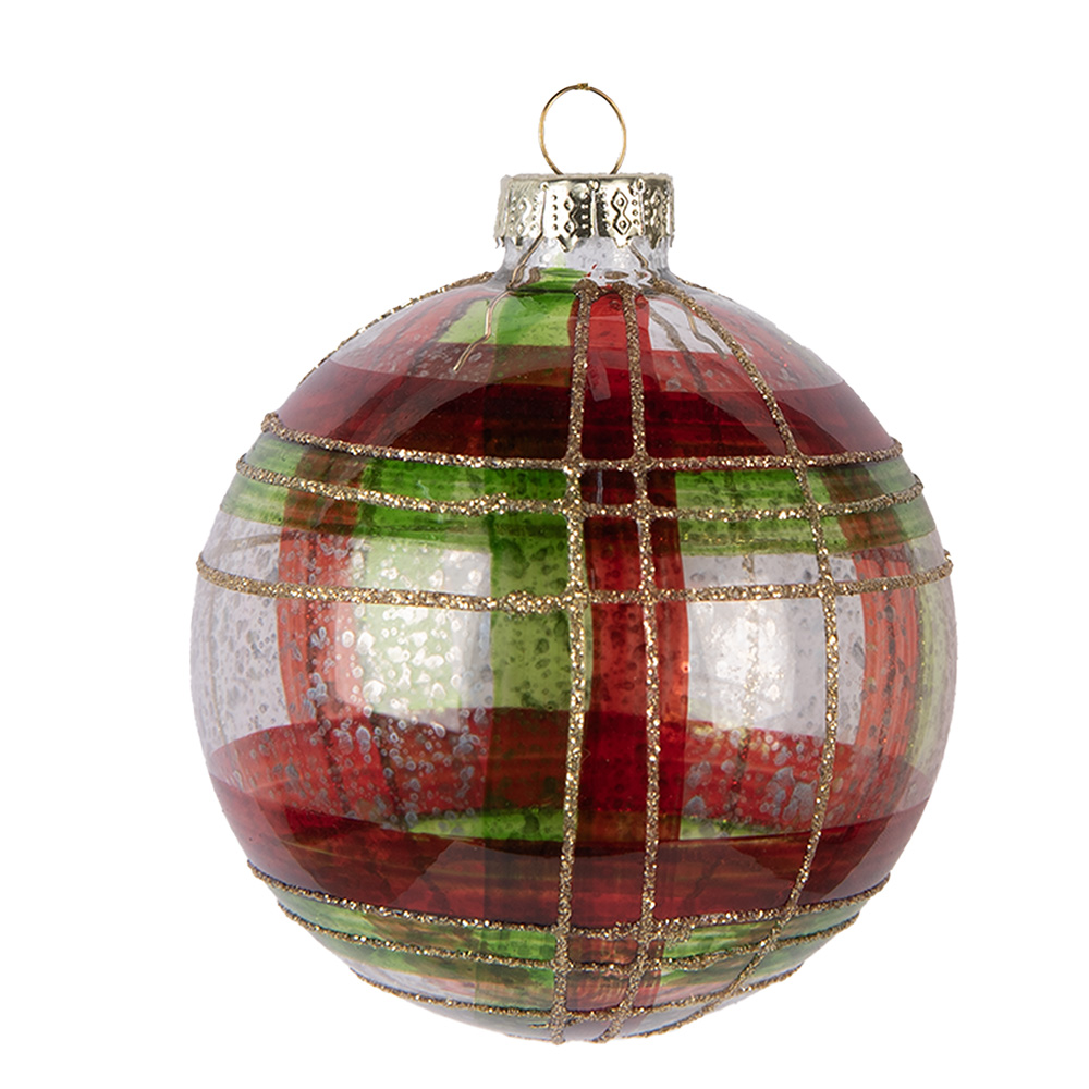 Clayre & Eef   | Kerstbal Groen Goudkleurig ø 8x8 cm | 6GL5178