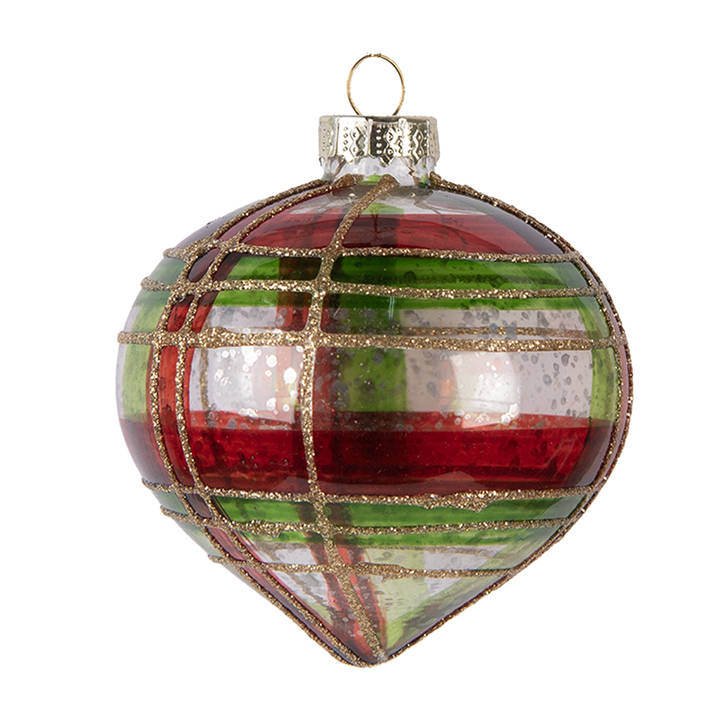 Clayre & Eef   | Kerstbal Rood Goudkleurig ø 8x8 cm | 6GL5179