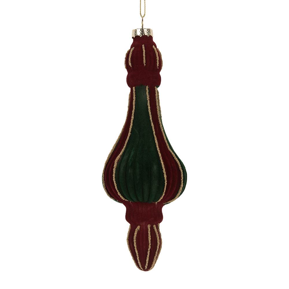 Clayre & Eef   | Kerstbal Rood Groen ø 6x17 cm | 6GL5235